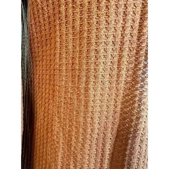 Tickled teal the Aubrey cardigan orange waffle texture, side length size large - Picture 6 of 10